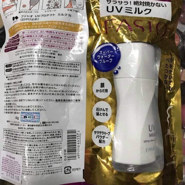 Fasio UV Protect Milk N (Waterproof) SPF 50+/PA++++ | Shopee Việt Nam