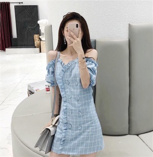 Đầm caro xanh bèo [kèm hình chụp thật]