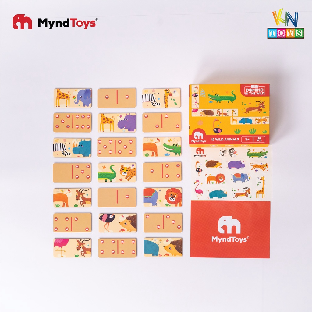 Đồ Chơi Xếp Hình MyndToys – Domino - Wild Animals (Trò chơi Domino theo chủ đề Động vật hoang dã cho Bé Từ 3 Tuổi)