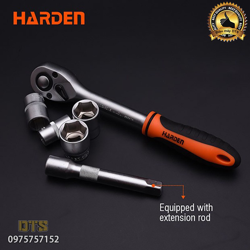 Bộ tuýp, bộ khẩu 1/2 công nghiệp HARDEN PRO 12 chi tiết 10-24mm, bộ cần tự động sửa chữa xe máy, ô tô chuyên nghiệp