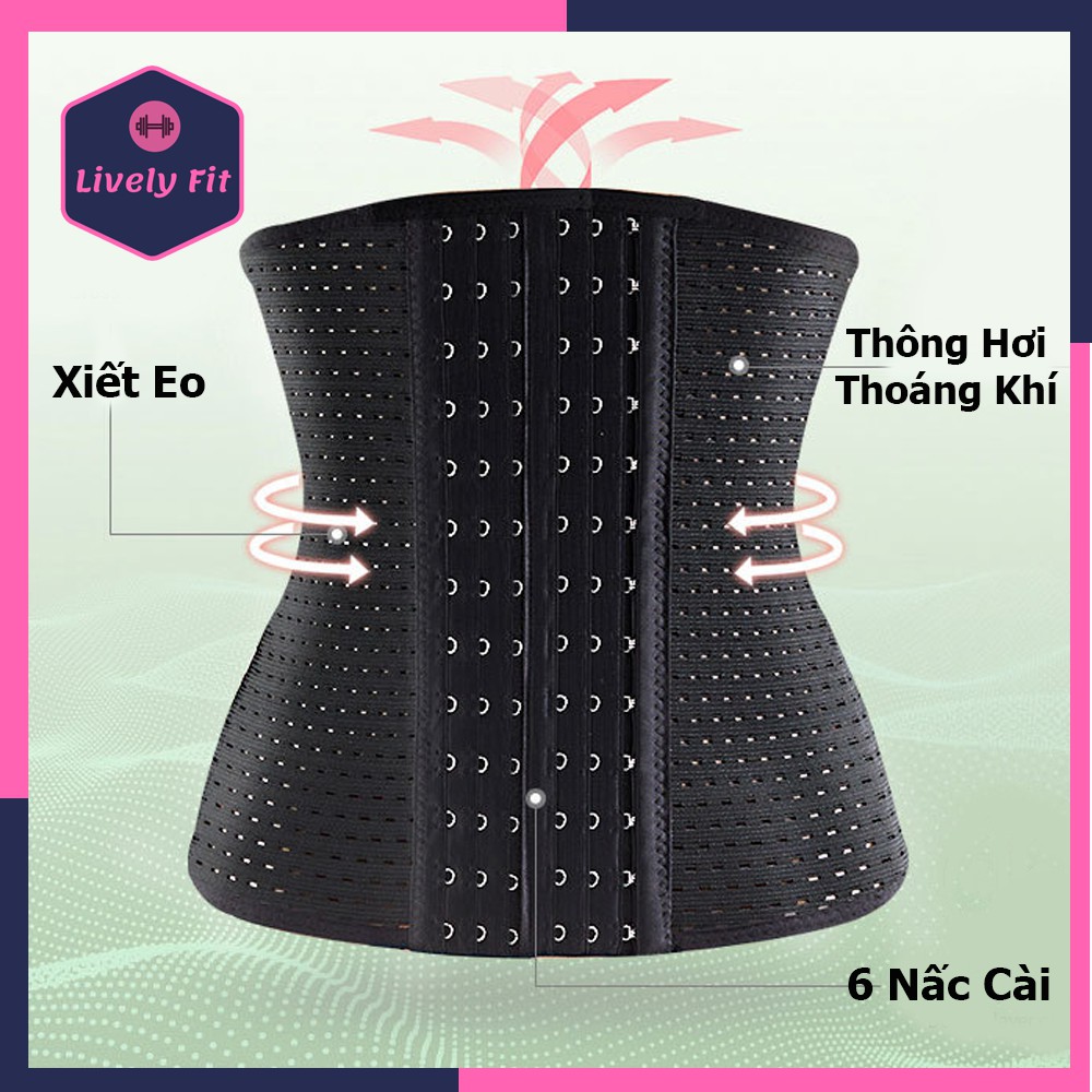 Đai Nịt Bụng Thông Hơi Lively Fit Nhập Khẩu Có 4 Thanh Chống Cuộn, Định Hình Eo Thon Gọn, Gen Thoáng Khí