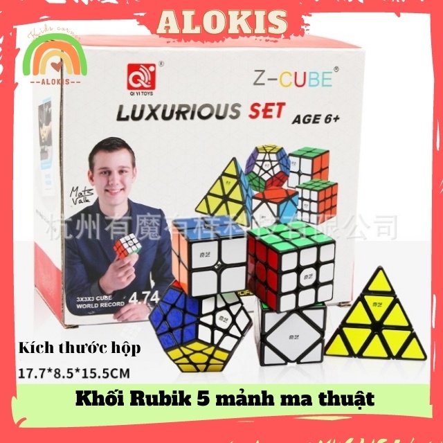 Rubik 3x3, 2x2, Megaminx, Pyranminx,Skewb Có Sách HDSD- Bộ 5 Món Là Quà Tặng Cho Bé -ALOKIS