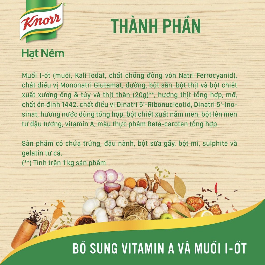 Hạt nêm Knorr từ thịt thăn xương ống và tủy bổ sung vitamin a tốt cho sức khỏe 1.8kg