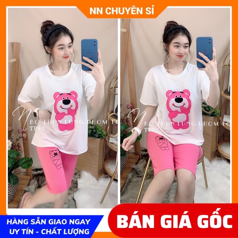 Đồ bộ nữ mặc nhà phom 55kg chất thun mềm mịn in hình hoạt hình dễ thương TP90