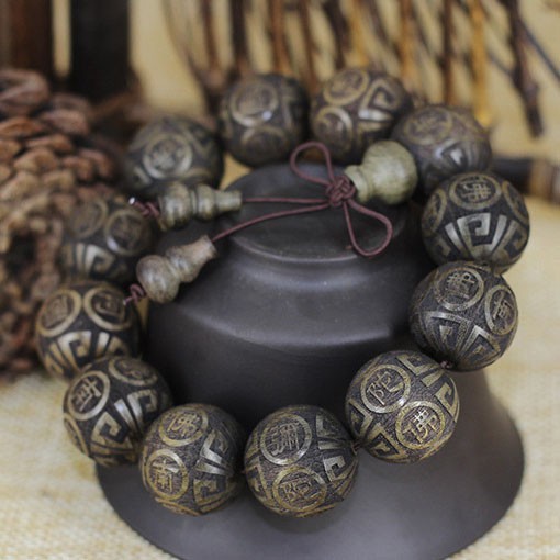 VÒNG TAY HẠT GỖ Phong Thủy - Gỗ Âm Trầm - Trạm khắc A Di Đà Phật, mang lại bình an, khai mở trí tuệ giác ngộ