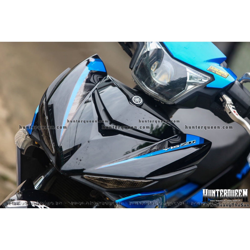 Tem rời in UV cao cấp, Dán xe Exciter 150 đời 2016-2018 màu đen xanh. Mẫu decal Y15ZR hoa văn chìm ẩn