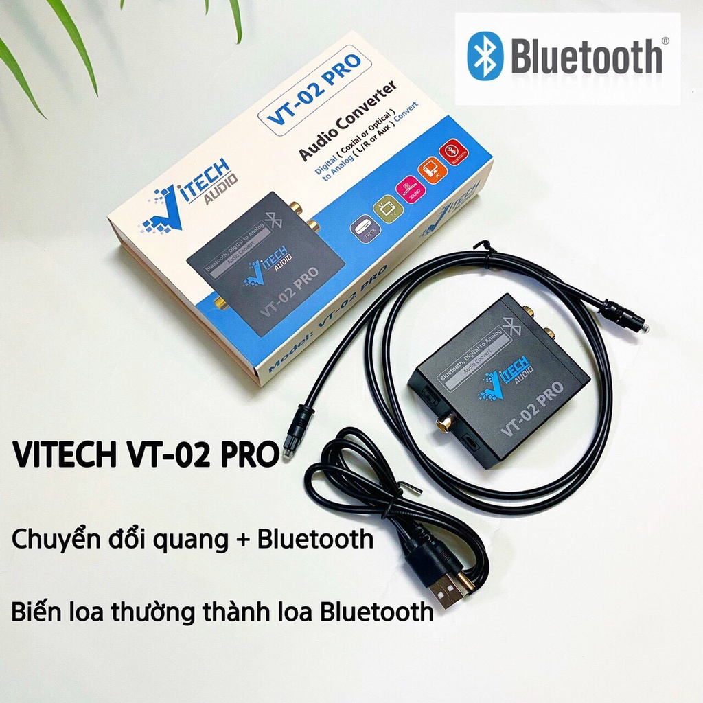 Bộ Chuyển Âm thanh Vitech VT-02Pro Optical Sang Audio AV Có bluetooth không dây, Tặng dây quang 1m | BigBuy360 - bigbuy360.vn