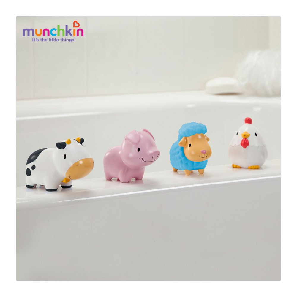 Bộ đồ chơi 4 sinh vật nông trại vui vẻ cho bé Munchkin - Chất liệu cao cấp an toàn cho bé