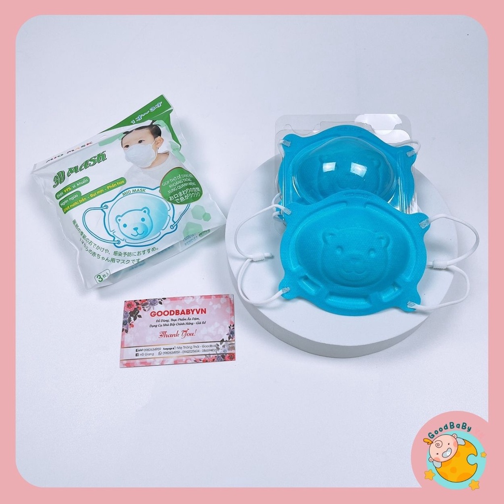 Khẩu trang bảo vệ an toàn cho bé hình gấu 3D ,4D Uni mask,Mio mask sét 3 cái Goodbabyvn