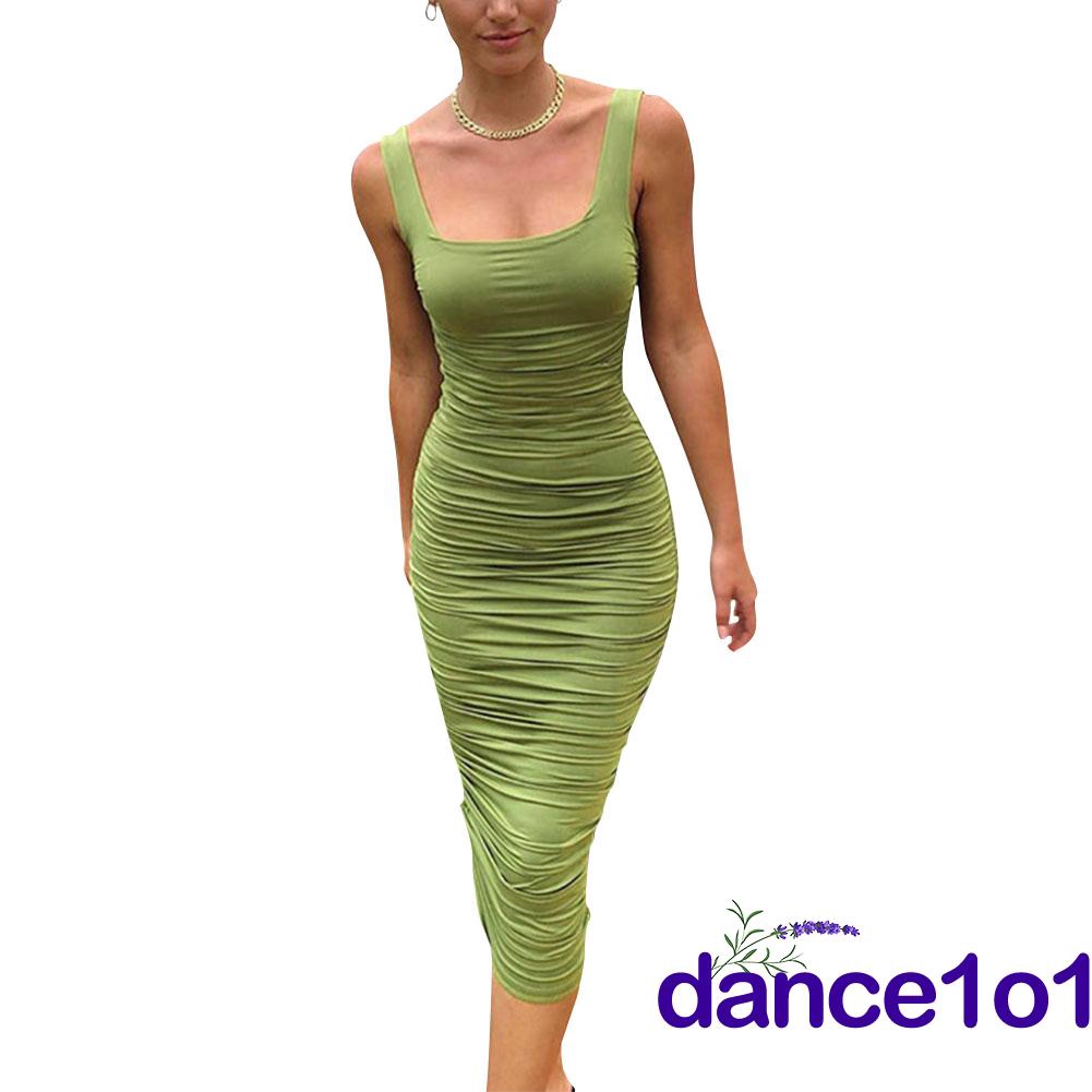 ✯☽Women Long Folds Sleeveless Solid Color Slim Fit Sexy Backless Evening Dress | BigBuy360 - bigbuy360.vn