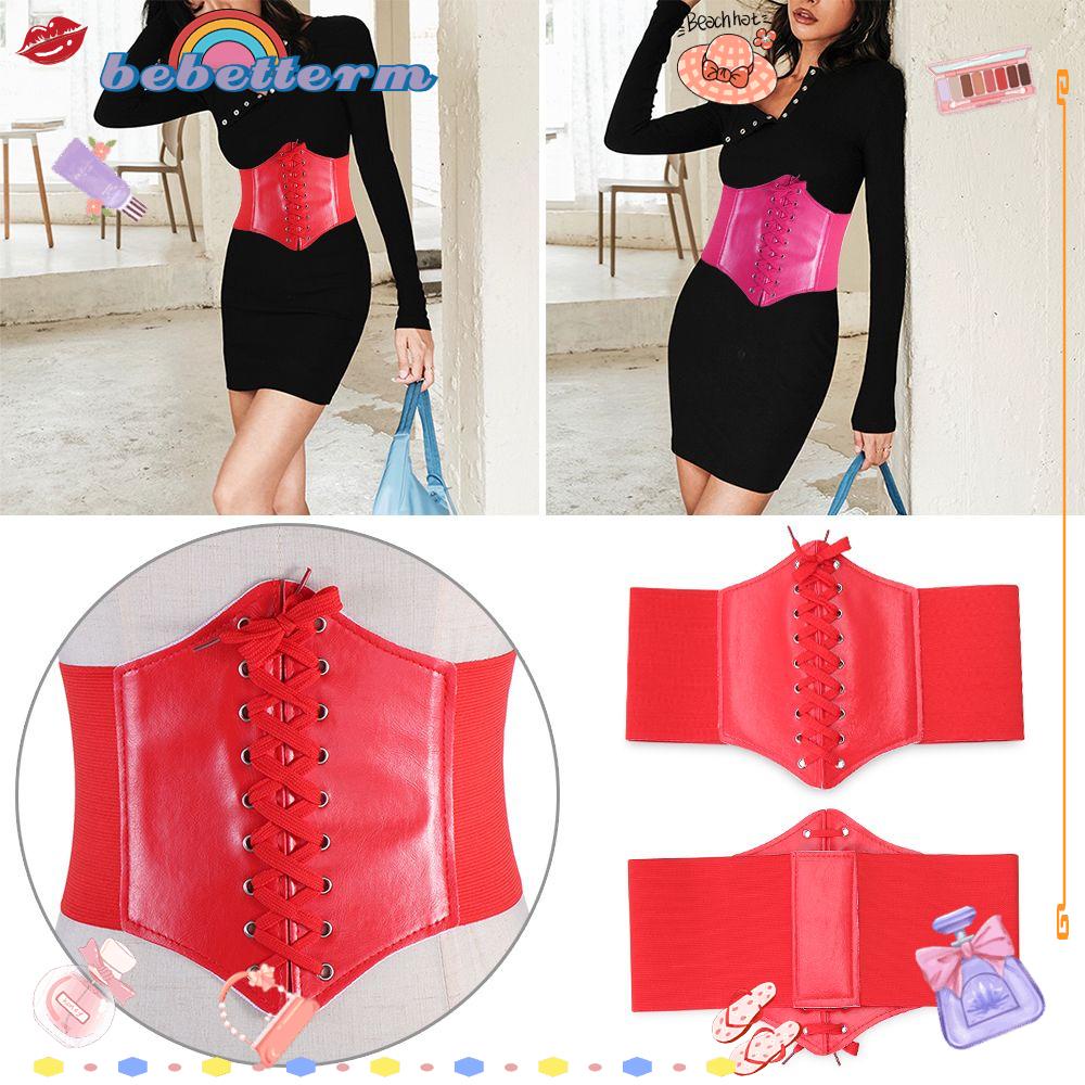 Thắt lưng da bản rộng co giãn phối dây buộc thời trang sành điệu dành cho nữ