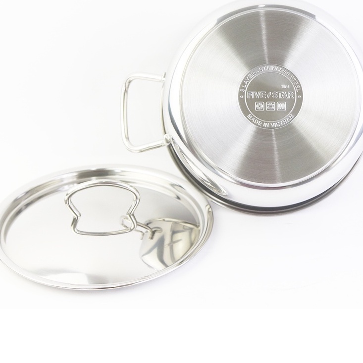Nồi 3 Đáy Sandwich Inox 430 Fivestar 16/18/20/24cm Dùng Cho Bếp Từ HÀNG CHÍNH HÃNG BẢO HÀNH 2 NĂM