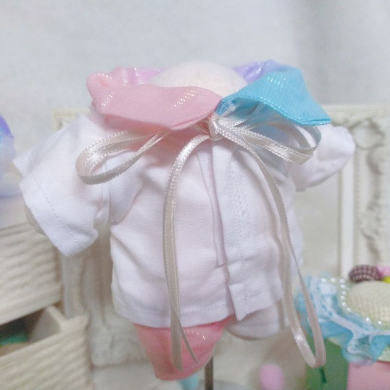 Full Áo Sơ Mi Quần Short Kèm Mũ Vương Miện Rainbow Pegasus Cho Doll 20cm