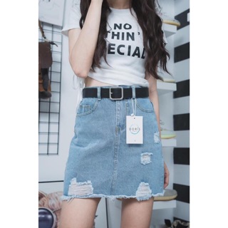 Chân Váy Jeans Form chữ A rách