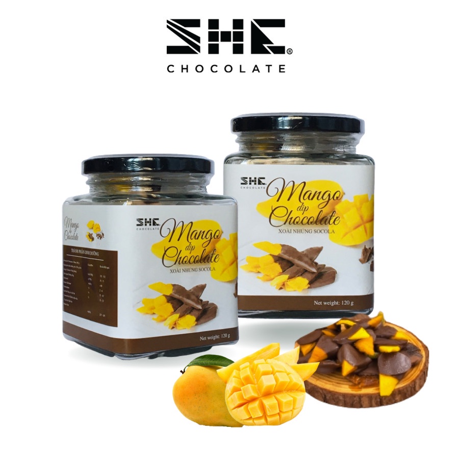 [COMBO 2 Hũ X 120GR] Xoài nhúng Socola - SHE Chocolate - Sự kết hợp đây mới lạ và thơm ngon, ăn vặt và quà tặng đặc biệt