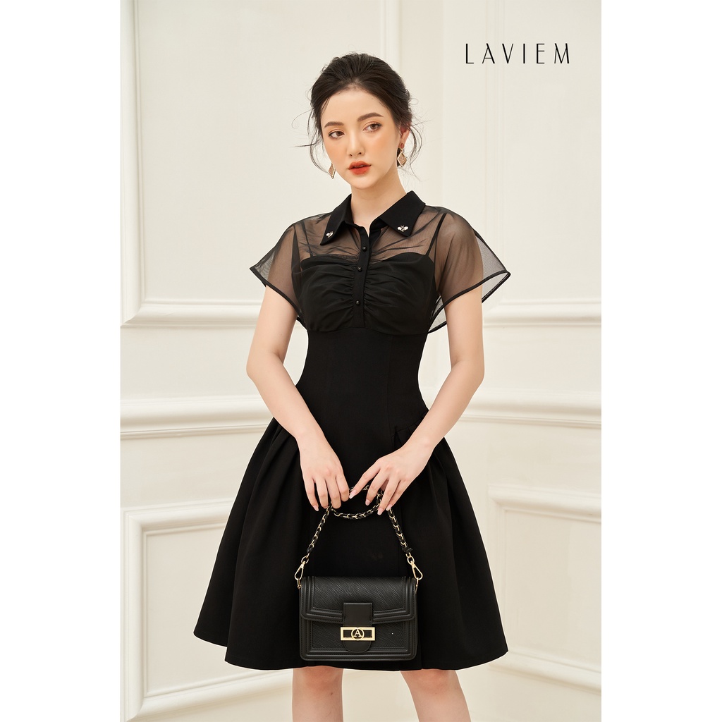 LAVIEM - Đầm đen phối lưới Yuki