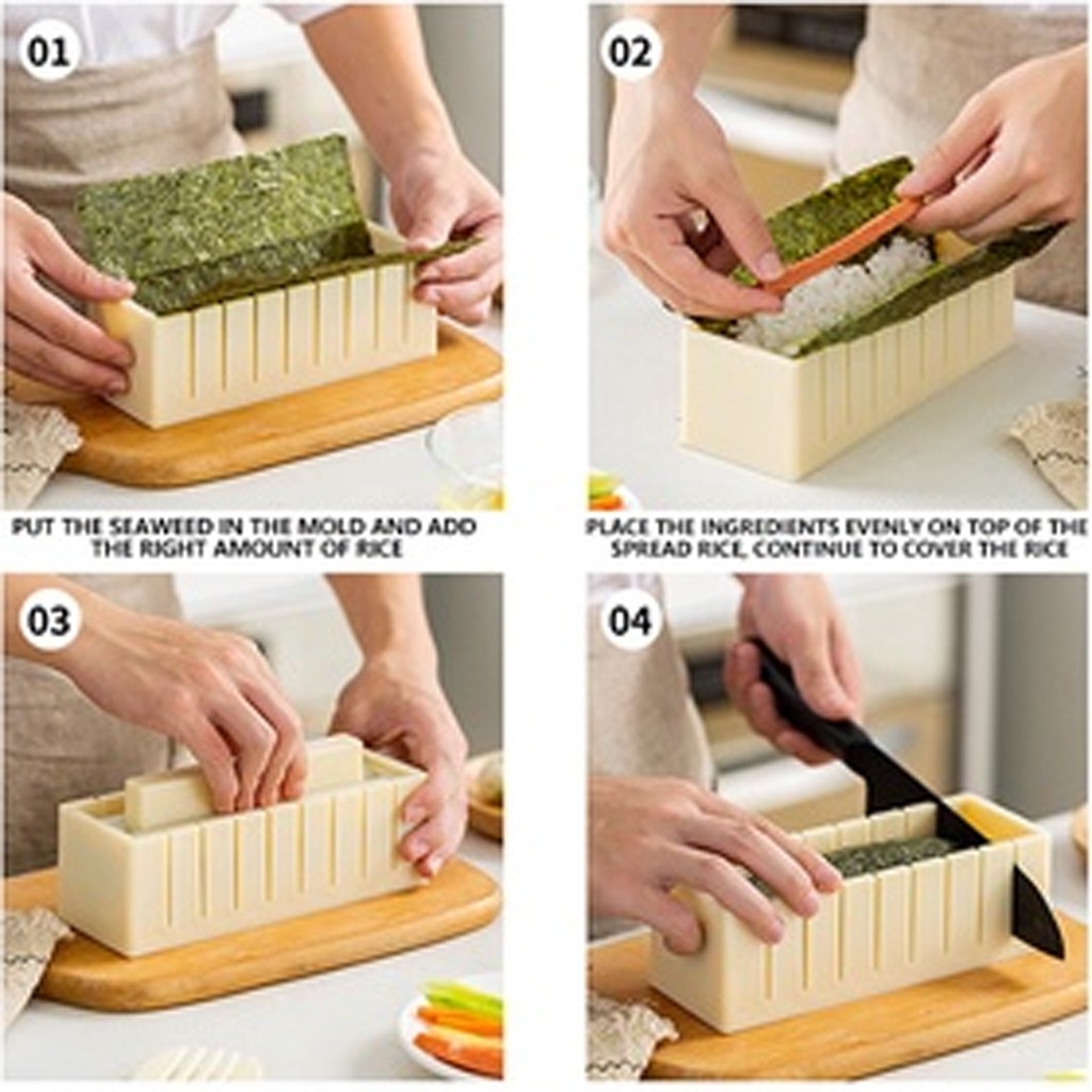 Bộ khuôn làm kimbap với các hình trái tim, vuông, tròn, chữ nhật TR120