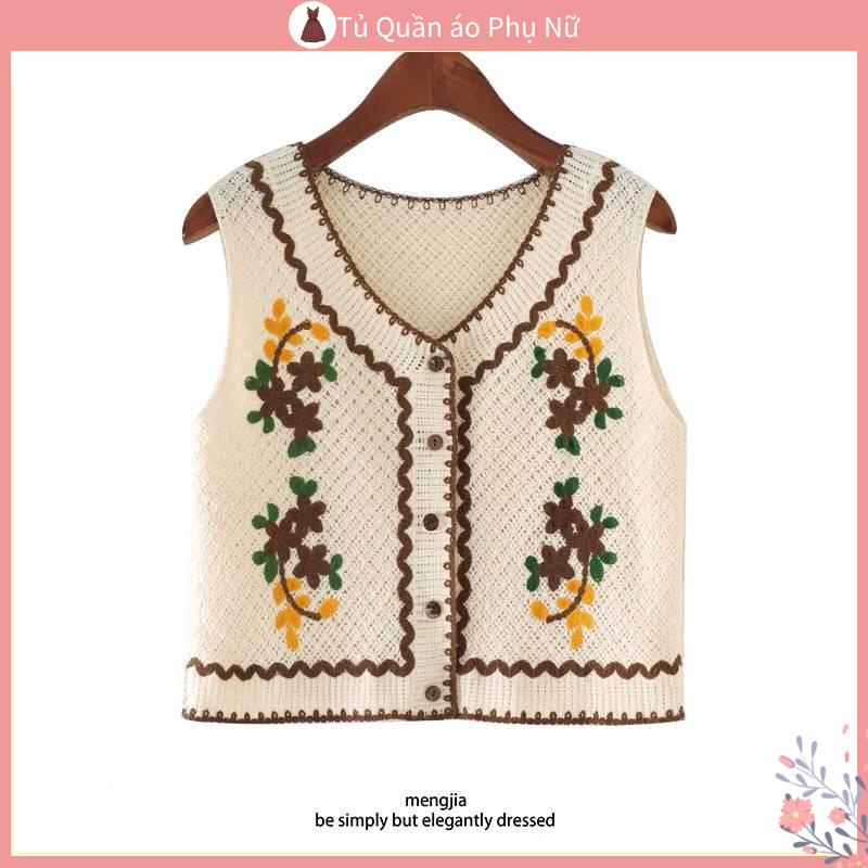 / O Gile n > h n qu > C Áo Khoác Cardigan Dệt Kim Dáng Ngắn Thêu Họa Tiết Nhỏ Thời Trang Xuân Thu Cho Nữ