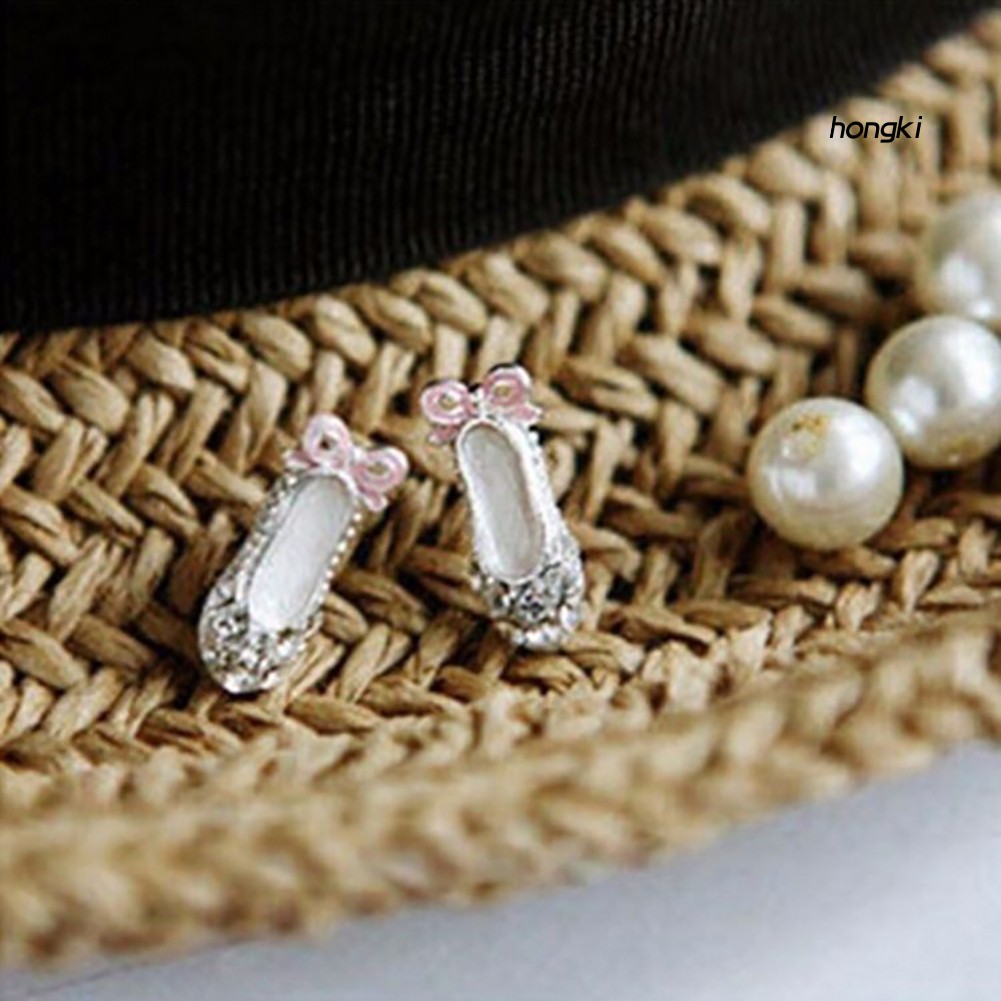 Đôi Bông Tai Dáng Dài Hình Đôi Giày Ba Lê Đính Đá Thời Trang Cho Nữ