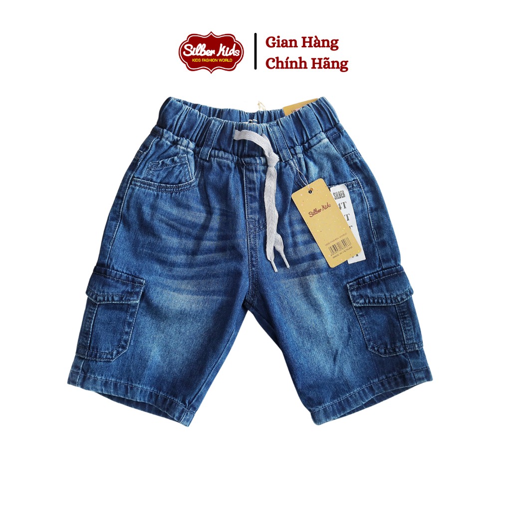 Quần Jeans Lửng Bé Trai 10-45kg Phối Túi Hộp Dây Rút SILBER KIDS