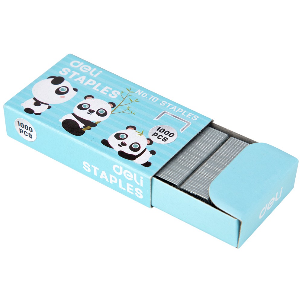 Dập ghim mini hình Panda Deli, 12 trang kèm 1000 chiếc ghim - 1 cái E0453