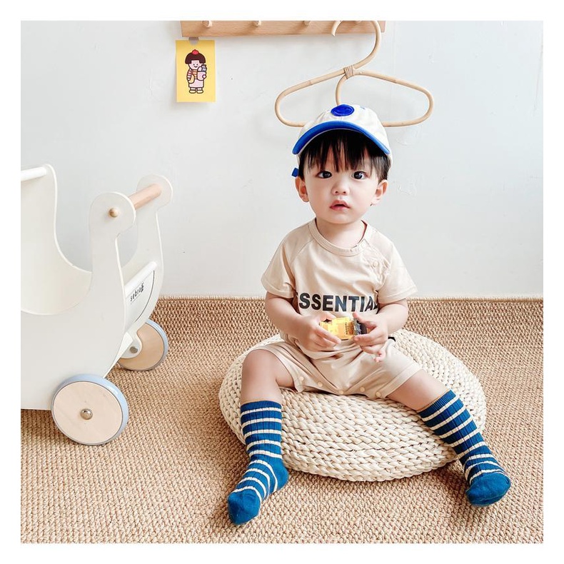 Bộ Áo Liền Quần Ngắn Tay In Chữ Thời Trang Mùa Hè Cho Bé Sơ Sinh