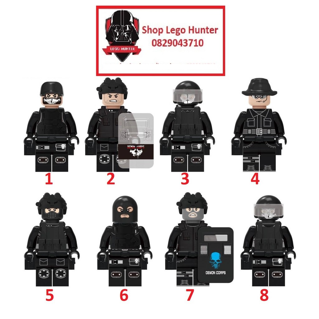 Xếp hình Army Swat Minifigures mô hình lắp ráp lính demon corps bán lẻ