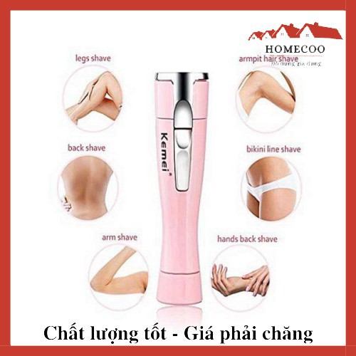 Máy Cạo Lông Kemei cao cấp - bay sạch lông nách, lông chân, lông tơ trên toàn cơ thể(full box , hộp)