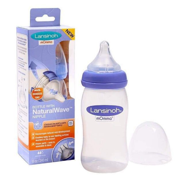 Bình sữa Lansinoh Momma 160ml &amp; 240ml và phụ kiện bình (Nắp, cổ bình, Núm ti bình)