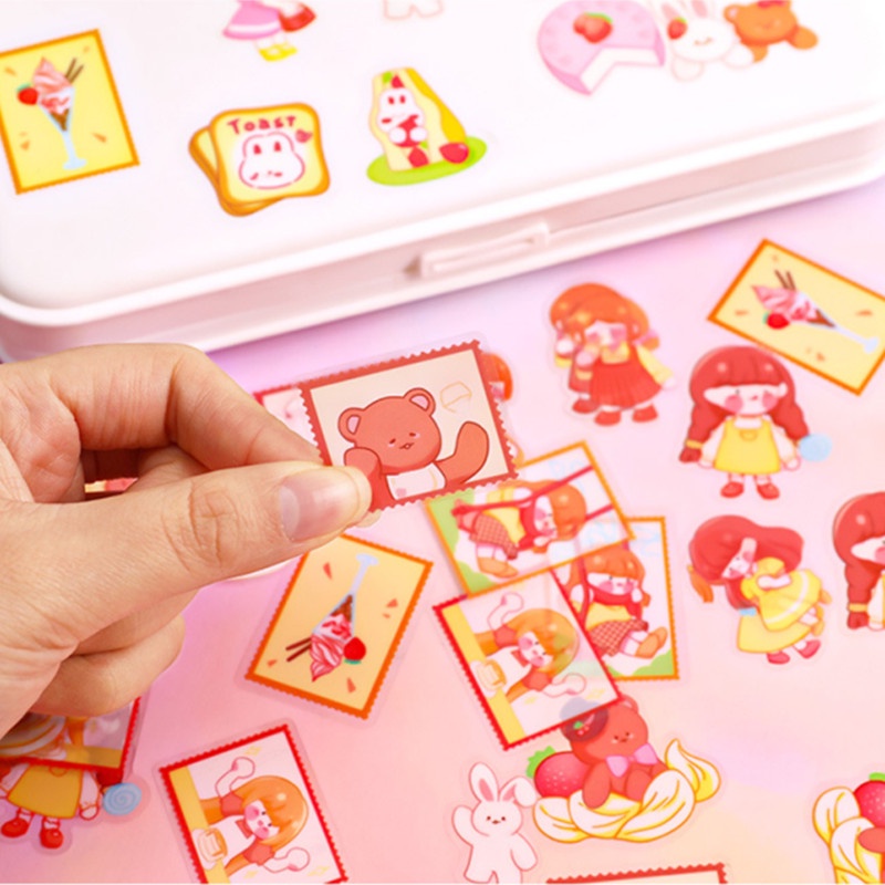 Bộ 45 Miếng Dán Họa Tiết Hoạt Hình Trang Trí Sổ Tay Cho Học Sinh