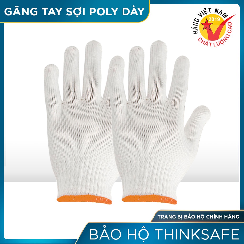 Găng tay lao động sợi Poly 50G bảo vệ tay chống trơn trượt thao tác linh hoạt, thoáng khí - THINKSAFE