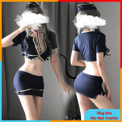 Cosplay Tiếp VIên Sexy - Bộ Đồ Ngủ Nữ Sexy Cosplay Cơ Trưởng Mã TV1750