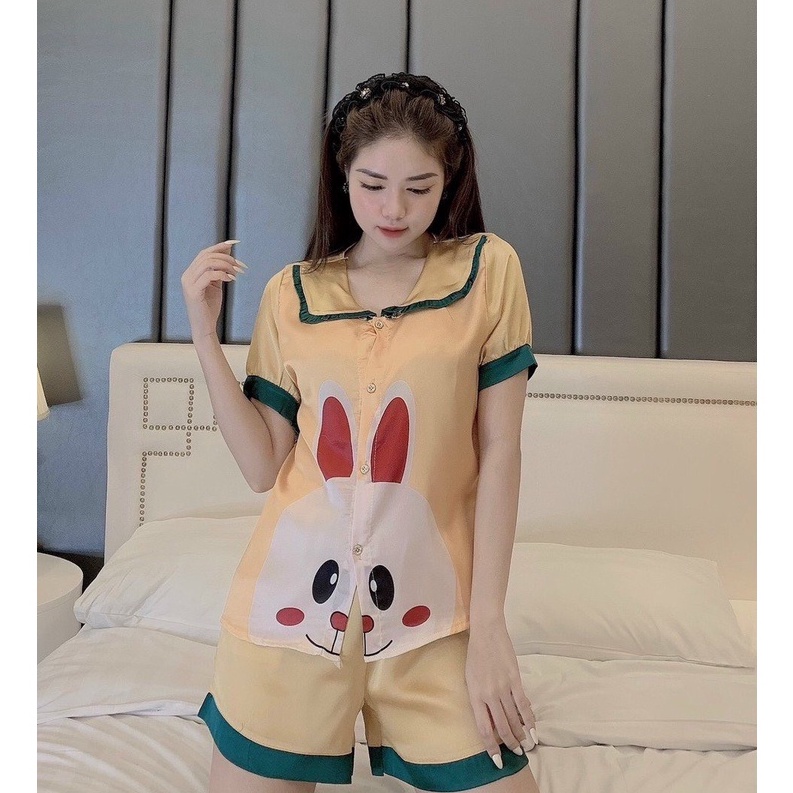 Pijama Lụa LATIN Mẫu hot 2021 Tay Bèo quần ngắn Form dưới 60 kí | BigBuy360 - bigbuy360.vn
