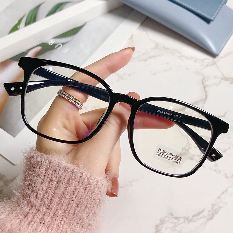 Mắt Kính Chống Bức Xạ Gọng Trong Suốt Màu Hồng Xanh Dương Phong Cách Hàn Quốc Cho Nữ