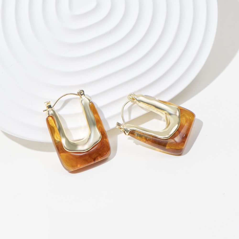 Đôi khuyên tai hình chữ U bằng acrylic trong suốt phong cách Hàn Quốc thời trang cho nữ Yanqueens Trang sứ Quà tặng