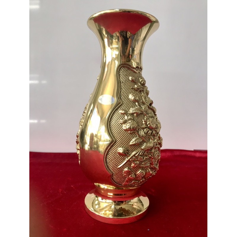 Lọ Hoa Bằng Đồng, Bình Bông Hoa Khai Phú Quý của Vĩnh Tiến cao 25cm