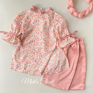 Set áo dài hoa cách tân bé gái kèm mấn MINTSCLOSET Mint's Closet hồng vàng 1 2 3 4 tuổi - GS1023 - GS1102 - GS1103