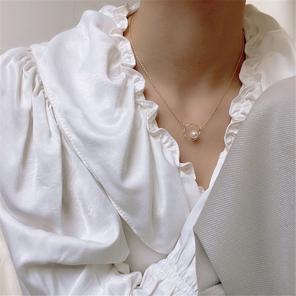 Vòng Cổ Hợp Kim Đính Ngọc Trai Giả Xinh Xắn Dành Cho Nữ