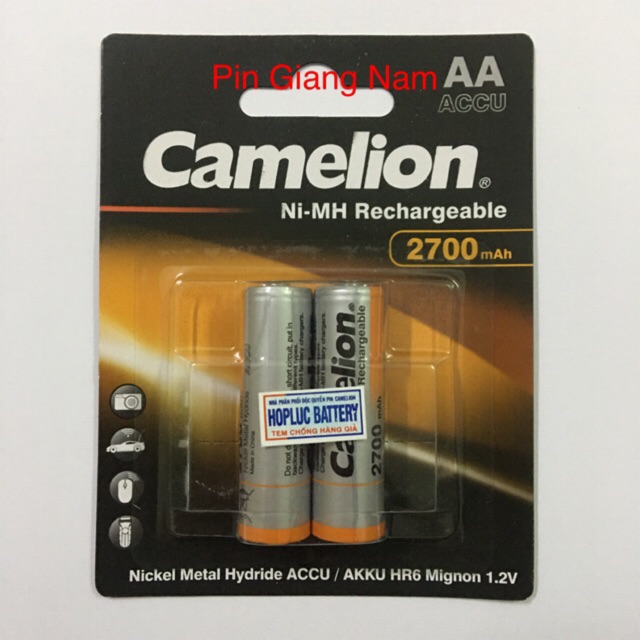 Pin sạc AA Camelion 2700Mah vàng vỉ 2 viên