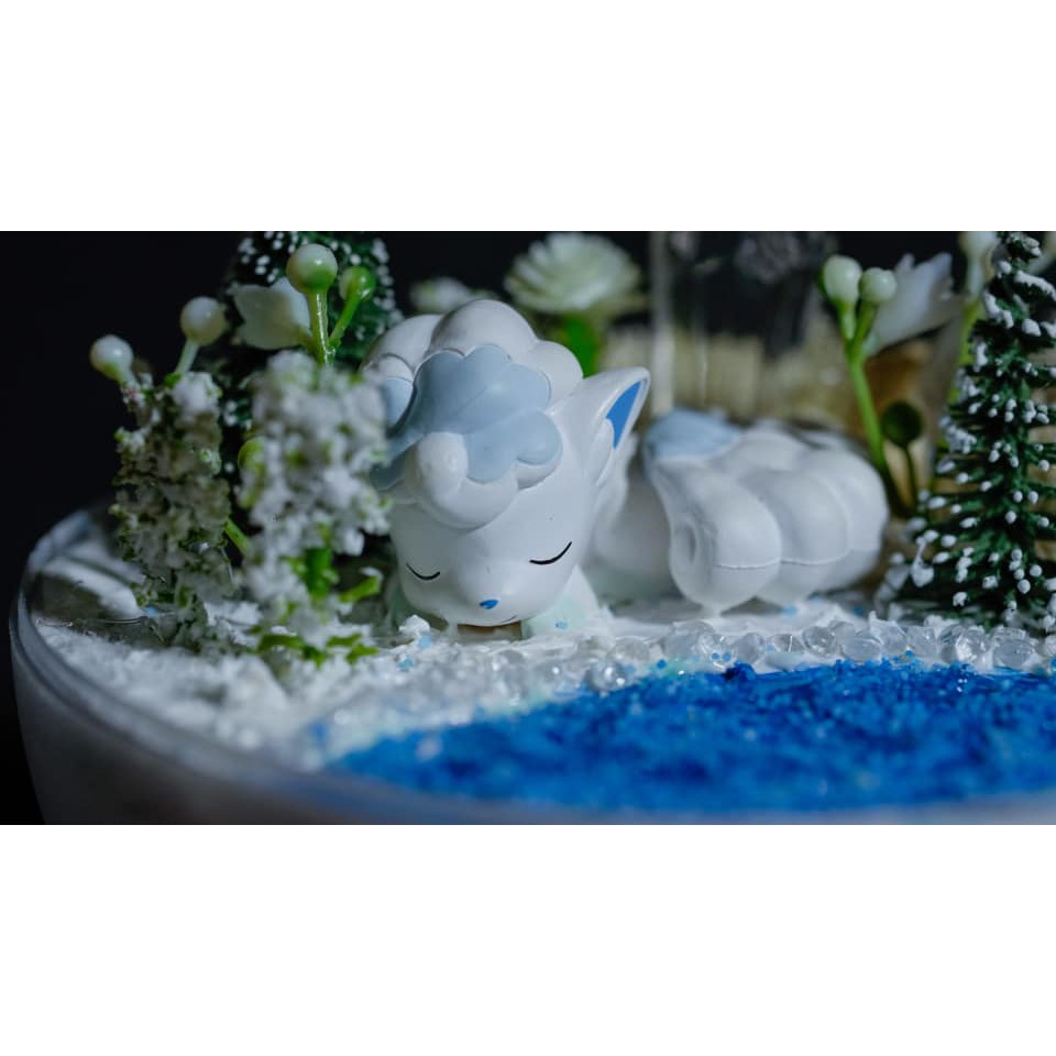 Mô hình handmade pokemon terrarium - sleeping Vulpix alola