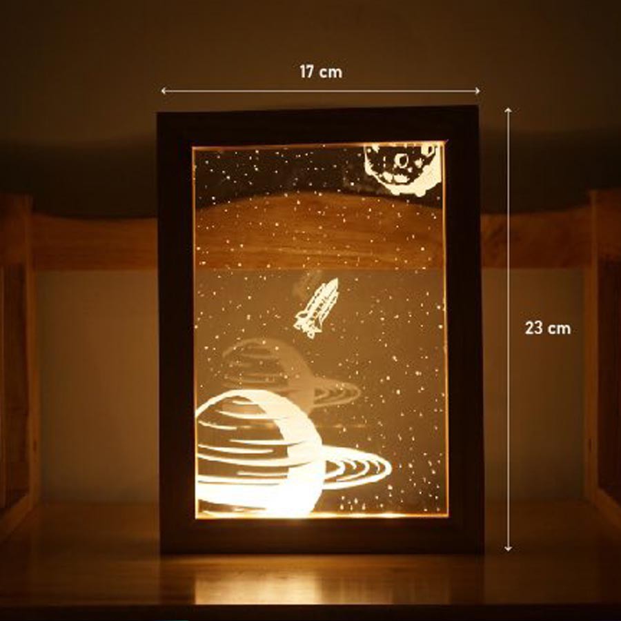 Đèn Gỗ - Khắc tên theo yêu cầu -  Hộp Concept - Lightbox (23x15x3cm)