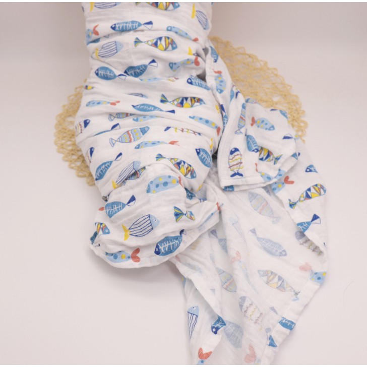 Khăn xô tắm sợi tre Muslin Swaddle 100% cotton an toàn tuyệt đối cho làn da bé