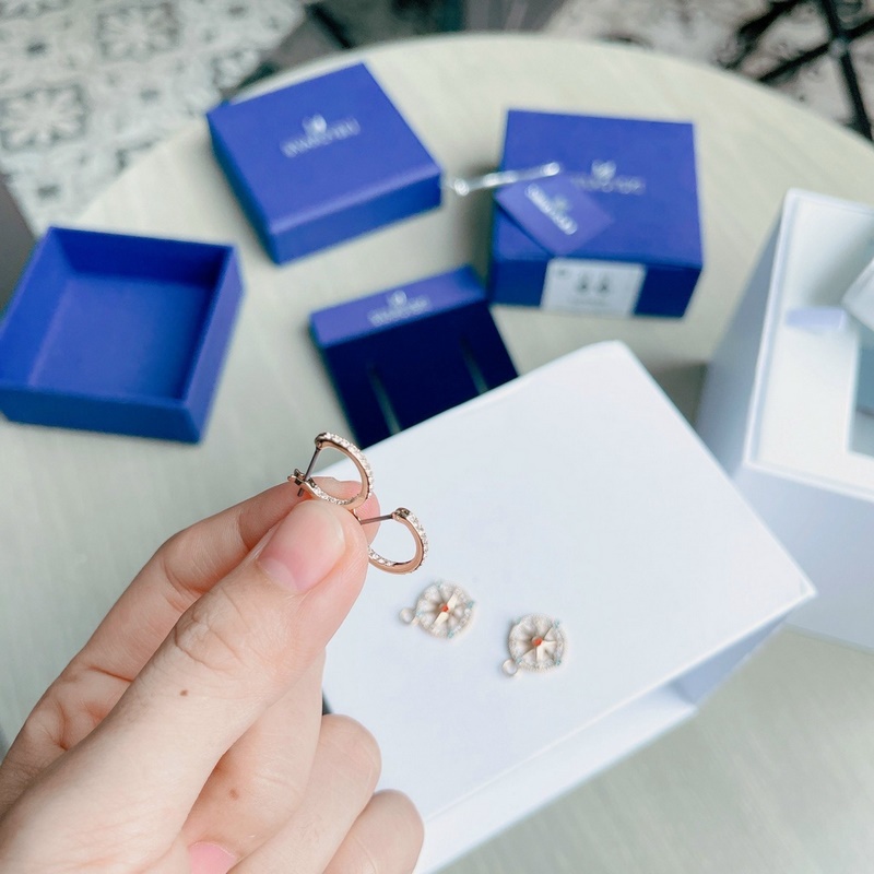 Bông tai Swarovski hình tròn đính đá Khuyên tai Swarovski 5522858