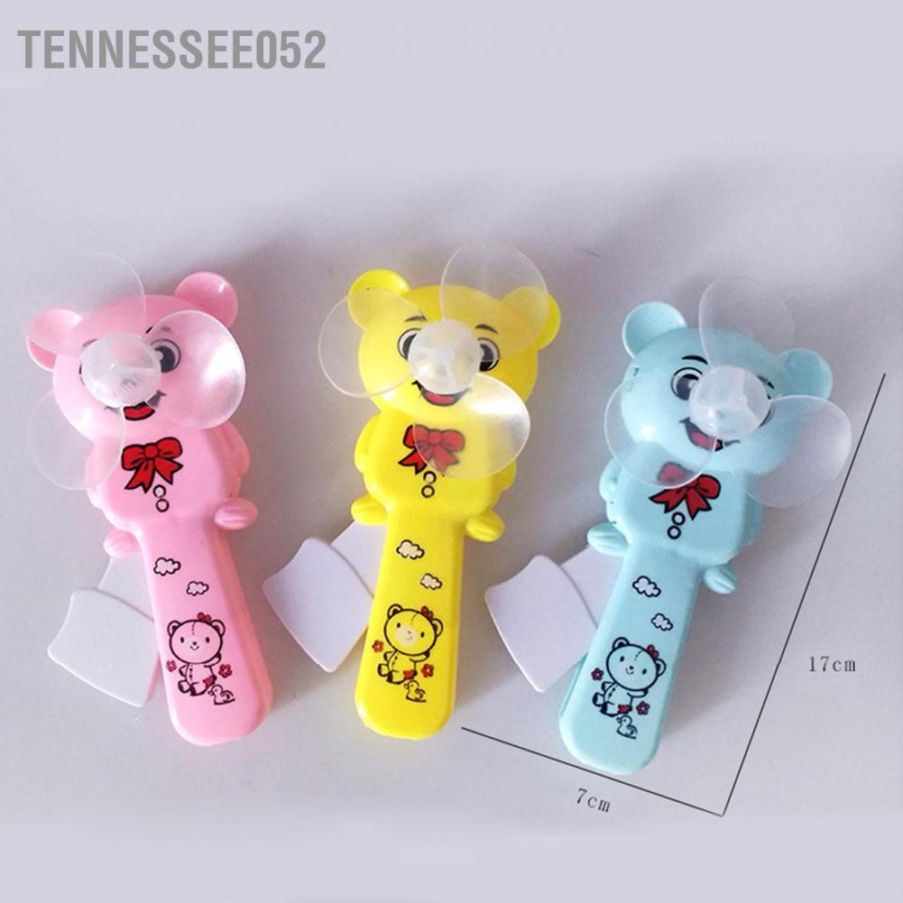 Quạt cầm tay mini bằng nhựa họa tiết hoạt hình bấm tay bấm dễ thương hình chú gấu an toàn cho trẻ em