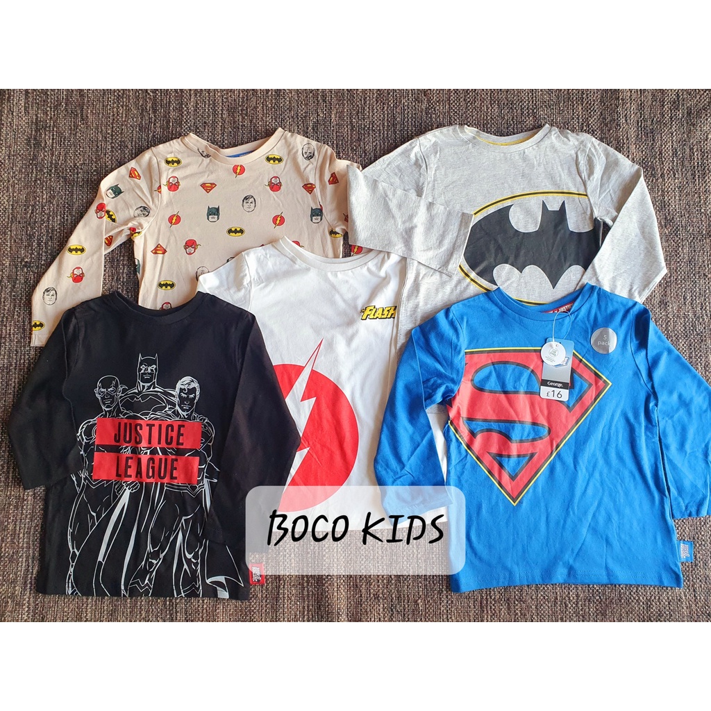 Geo Set 5 áo thun dài tay DC Comic bé trai