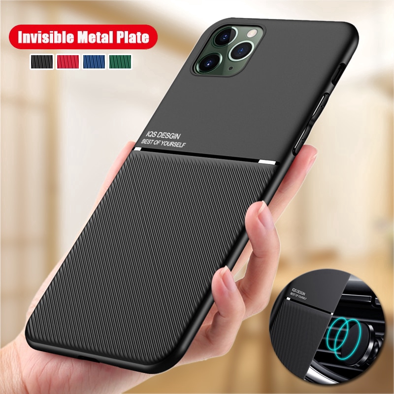 For iPhone 11 11 Pro 11 Max Casing Shockproof Soft Silicone Skin Back Case【Build In Magnetic Sticker 】Support Car Holder Protective Cover For iPhone 7 8 Plus 6 6s Plus X XS XR XS XS Max