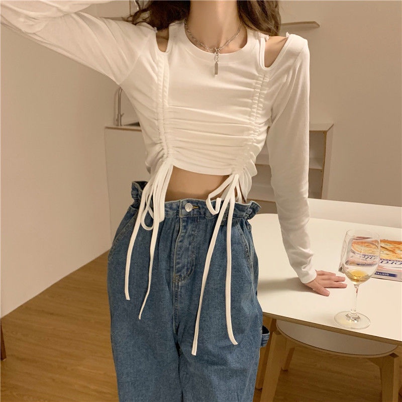 Áo Croptop Tay Dài Phong Cách Thời Trang Xuân Thu Mới 2022 Quyến Rũ Cho Nữ