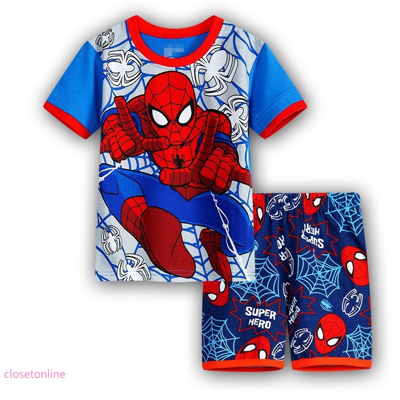 CL❀❀ Boys Kids Clothing Pajamas  Cartoon Hero T-Shirt Outfits Sleepwear Sets Suits