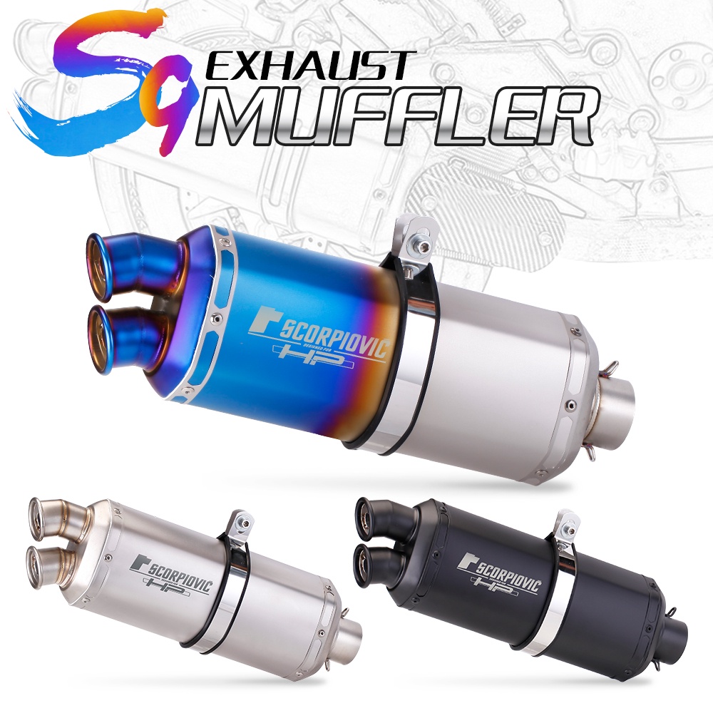 Đa Năng Xe Máy Yoshimura Ống Xả Đôi Ổ Cắm Thoát Đầu Ống Hãm Thanh Cho ER6N Z900 Sửa Đổi Công Tước Nhét 2 Lỗ S9