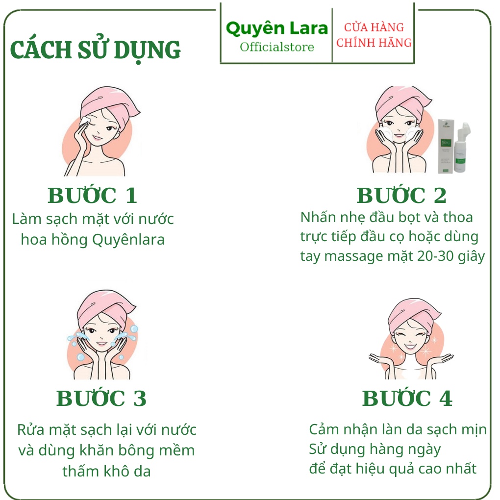 Sữa Rửa Mặt Tạo Bọt Pefect Foaming QUYÊN LARA Làm Sạch Sâu-Mờ Thâm-Sáng Da-Thải Độc Tố Mùi Hương Dịu Nhẹ 120ml